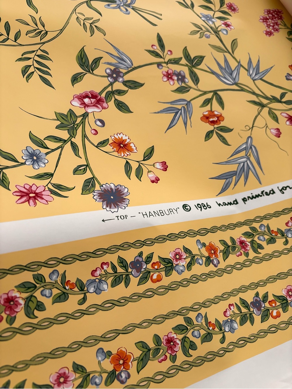 Hand-Printed “Hanbury “ for Bailey and Griffin Floral Wallpaper roll